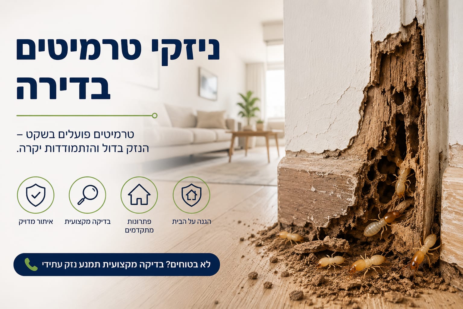 ניזקי טרמיטים בדירה – נזק חמור לקיר