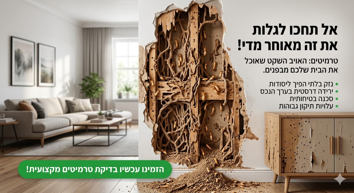 נזקי טרמיטים לקיר הבית - הדברה דחופה